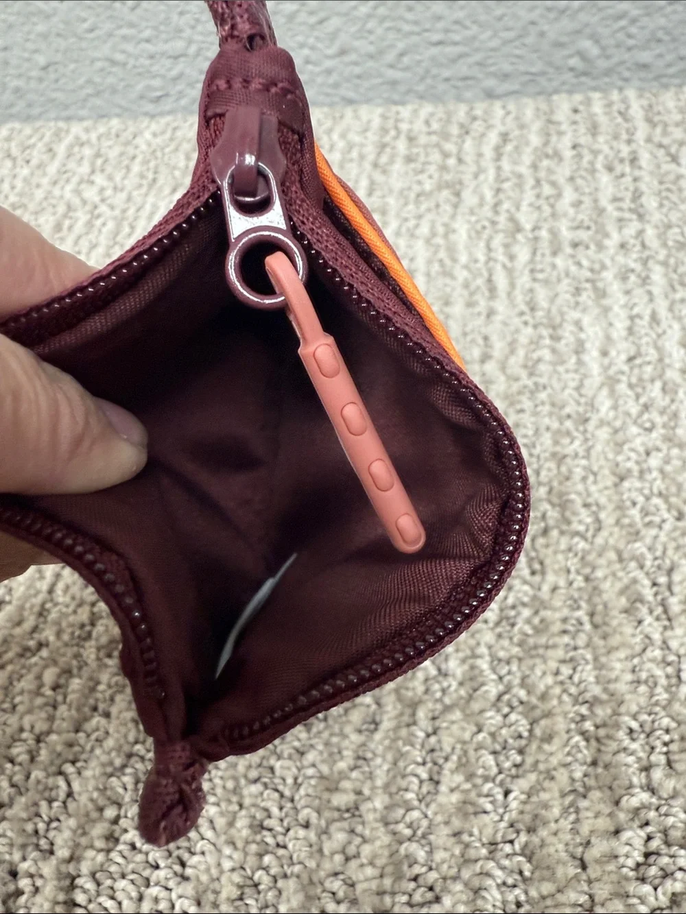 Lululemon Small Zip Card Wallet in Rosewood & Orange